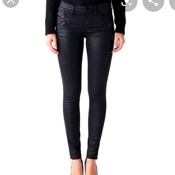 🆕️ Diesel Skinzee Sp Black Waxed Jogg Jeans Sweat - Picture 2 of 8